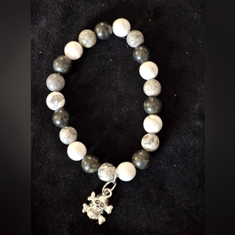 Skull bracelet semiprecious stones